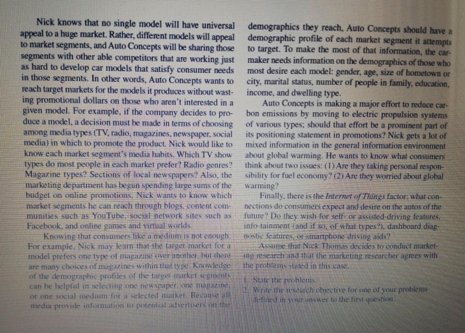 Nick knows that no single model will have