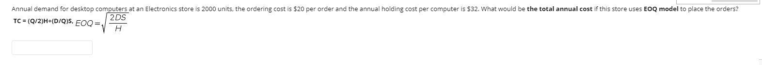 Annual demand for desktop computers at an