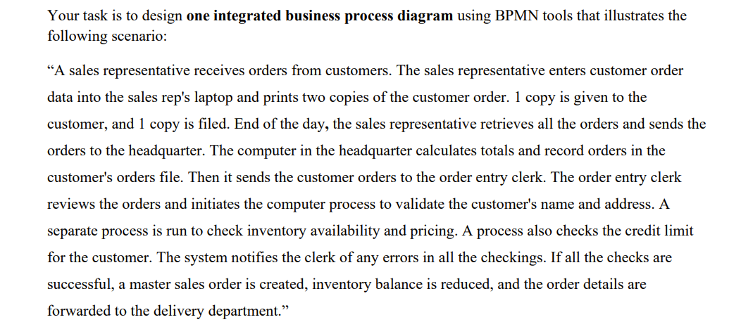 Your task is to design one integrated business
