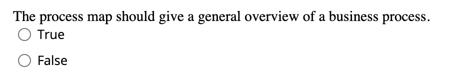 The process map should give a general overview of