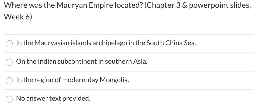 Where was the Mauryan Empire located? (Chapter 3
