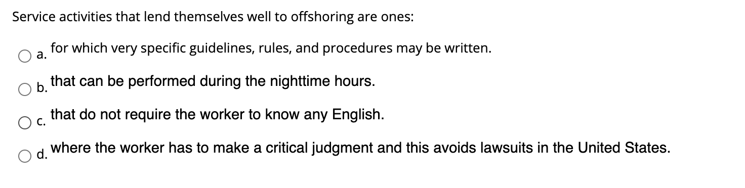 Service activities that lend themselves well to