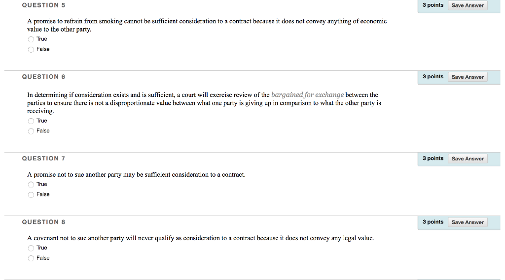 QUESTION 5 3 points Save Answer A promise to