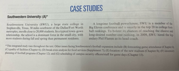 CASE STUDIES Southwestern University: (A)*