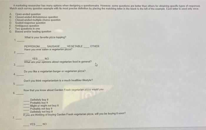 A marketing researcher has many options when