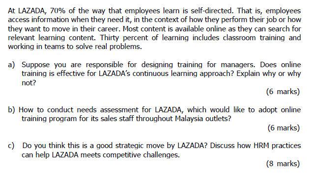 At LAZADA, 70% of the way that employees learn is