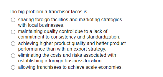 The big problem a franchisor faces is sharing