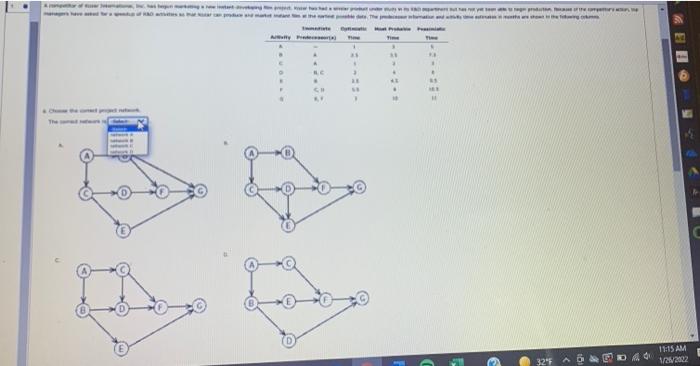 A - Optimistic Time 1 optimistic 3 Most Probable
