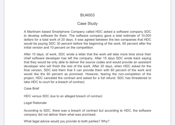 BU4003 Case Study A Markham based Smartphone