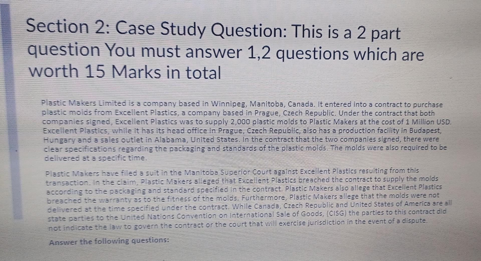 answer of this case study as soon as possible a