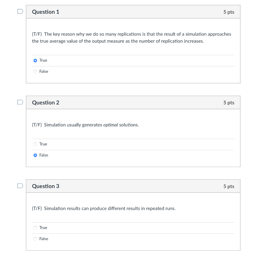 Question 1 5 pts (T/F) The key reason why we do