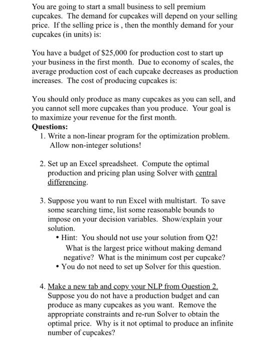 You are going to start a small business to sell