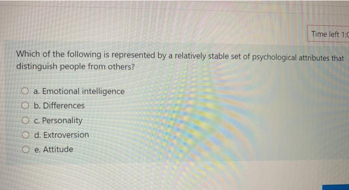 Time left 1:0 Which of the following is