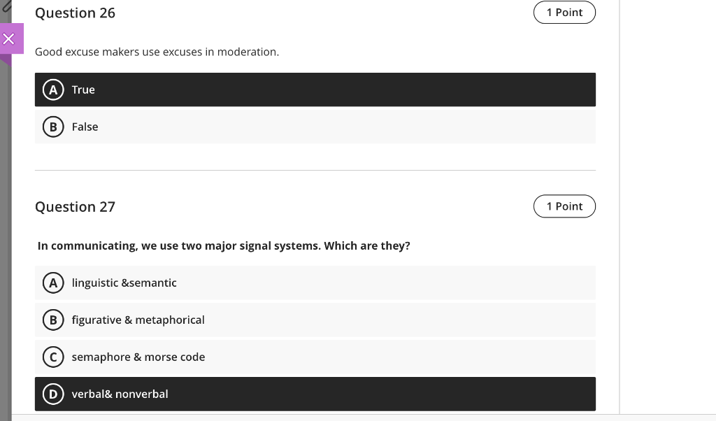 Question 24 1 Point When responding to advice, it