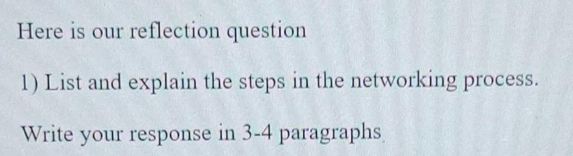 Here is our reflection question 1) List and