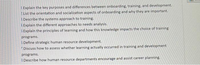 I. Explain the key purposes and differences