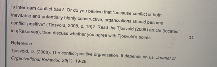 Is interteam conflict bad? Or do you believe that