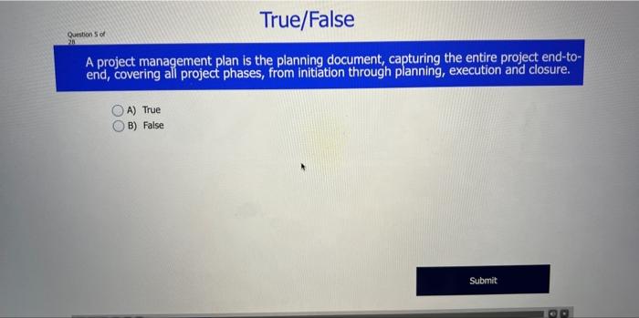 A project management plan is the planning