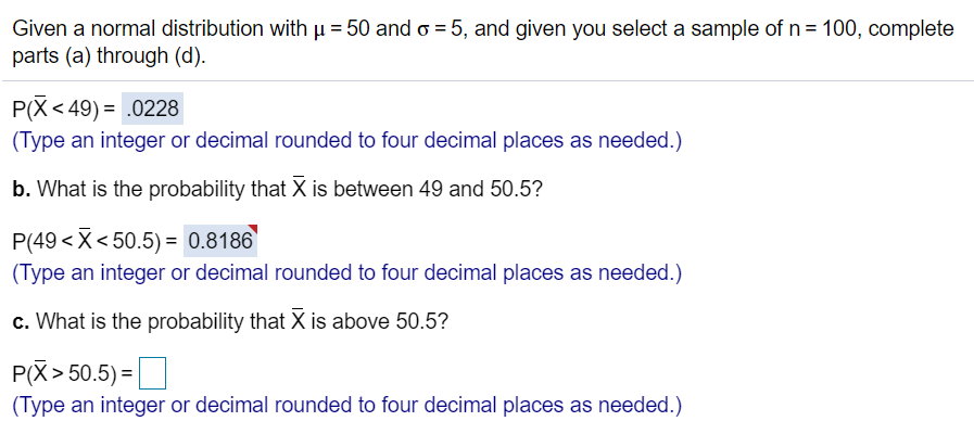 Need help with part C. Given a normal