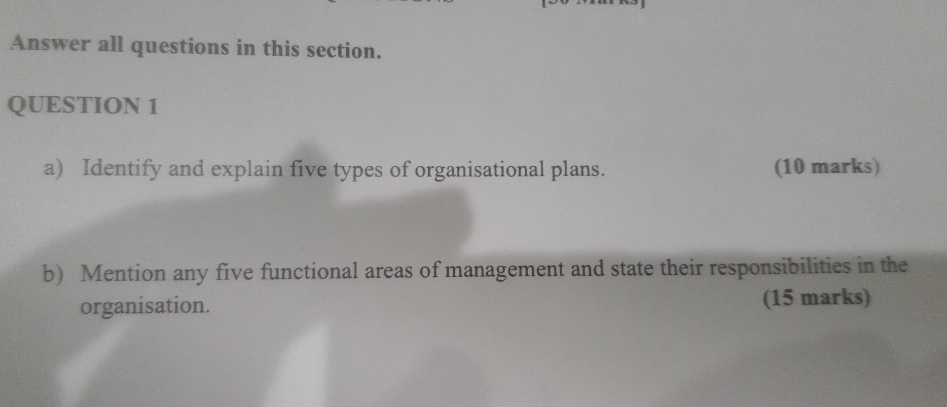 Answer all questions in this section. QUESTION 1
