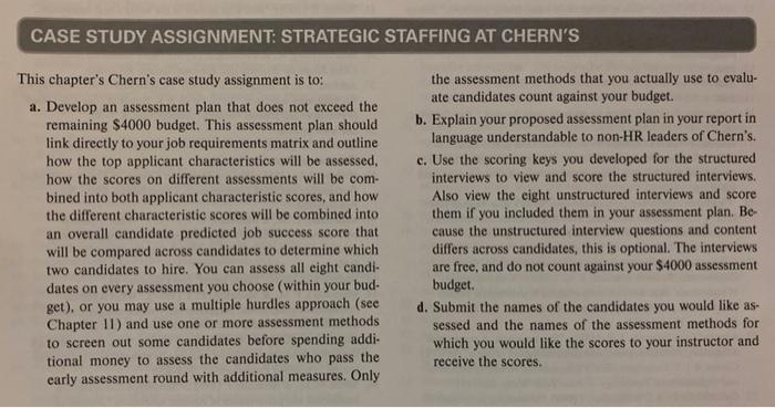 staffing management chapter 9 case study. I only