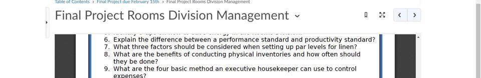 I need an answer for number 7 Table of Contents