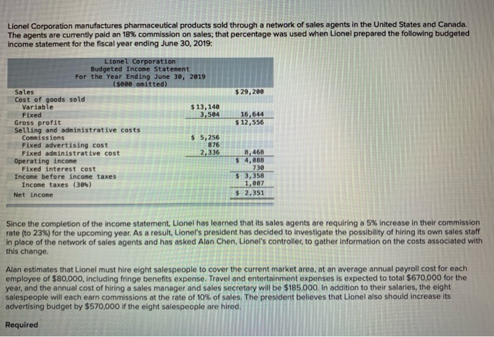Lionel Corporation manufactures pharmaceutical