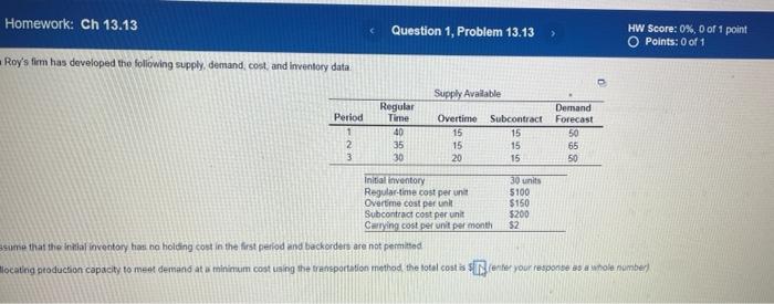 Homework: Ch 13.13 Question 1, Problem 13.13 HW