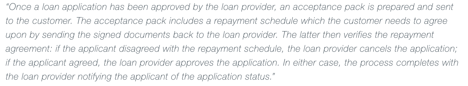 Given the following business process narrative