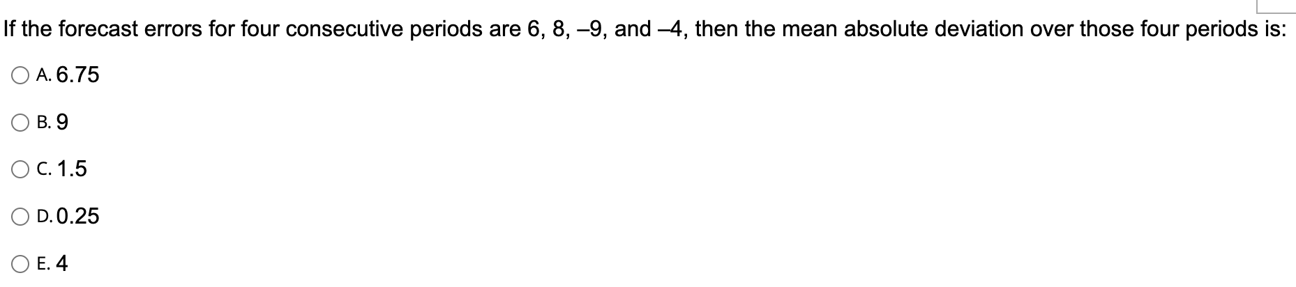 If the forecast errors for four consecutive