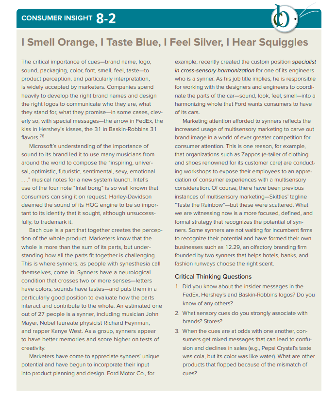 FROM THE CONSUMER BEHAVIOR TEXTBOOK 14th edition