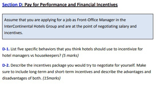 Section D: Pay for Performance and Financial