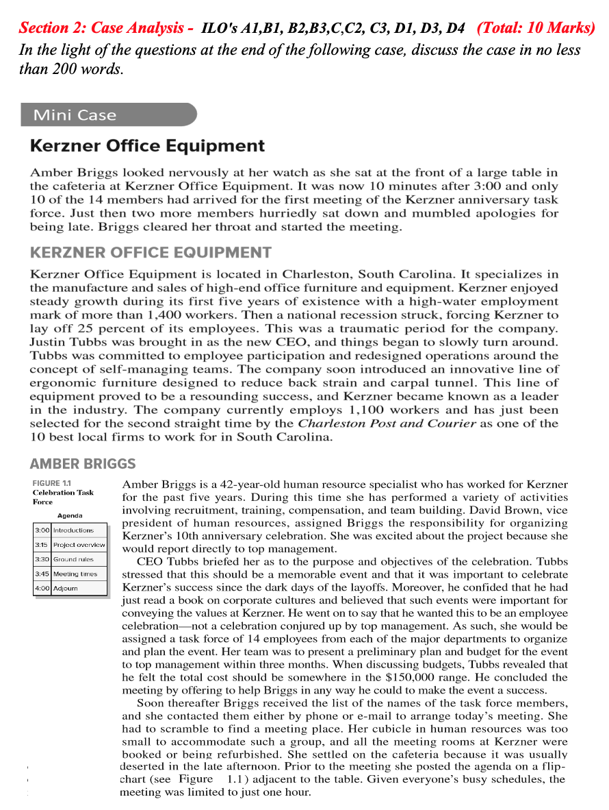 Section 2: Case Analysis - ILO's A1,B1, B2,B3,C ,