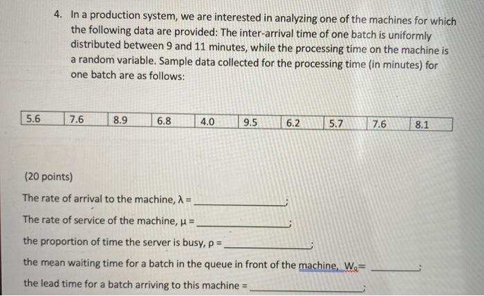 4. In a production system, we are interested in
