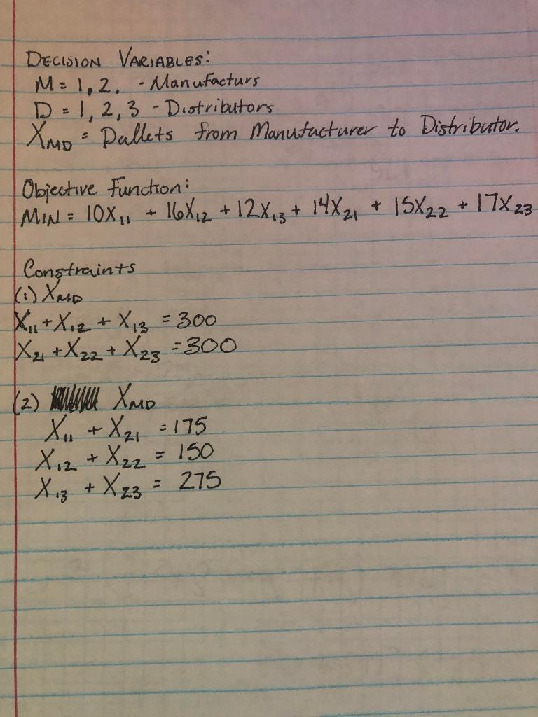 Please use the given Decision Variables,