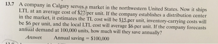 13.7 A company in Calgary serves a market in the