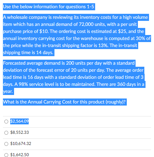 Can you please answer all five questions Use the