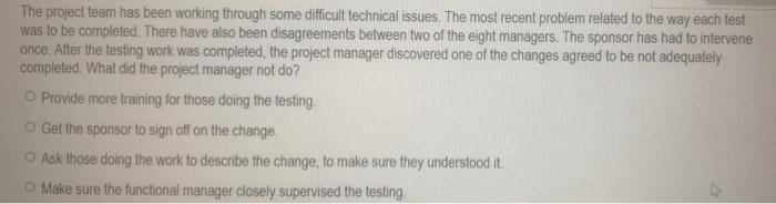 The project team has been working through some