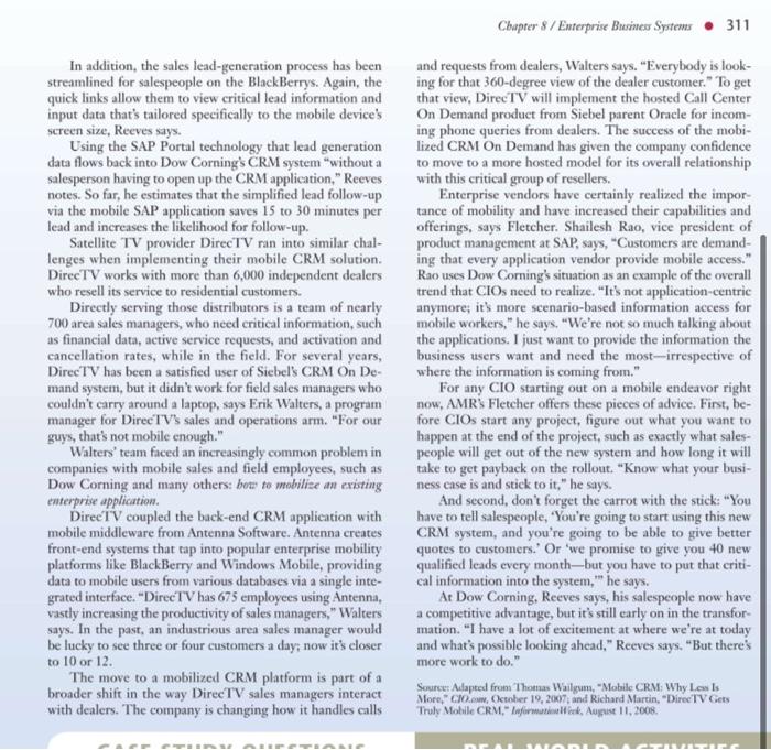 Use examples from the case to illustrate your