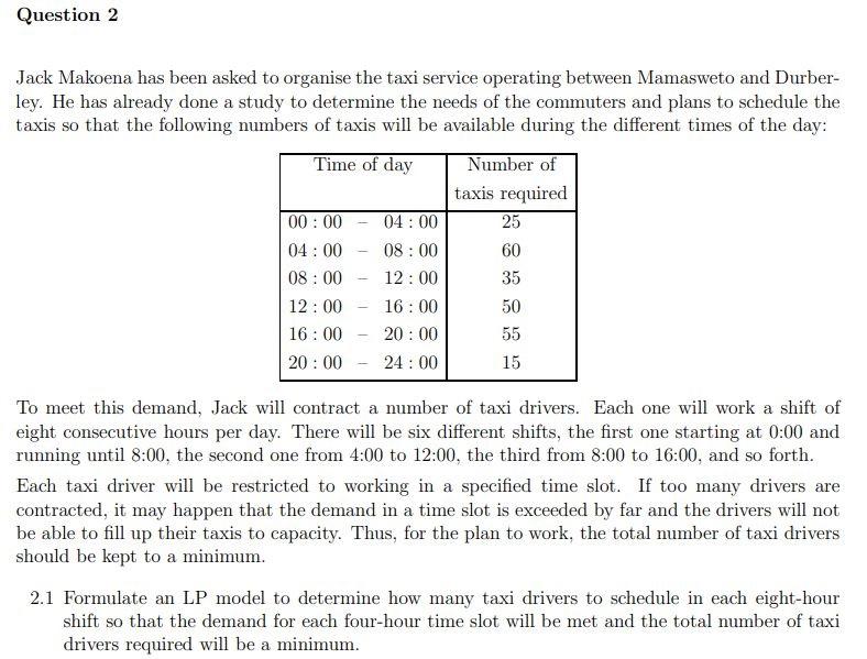 LINEAR PROGRAMMING 2.2 Solve the model using