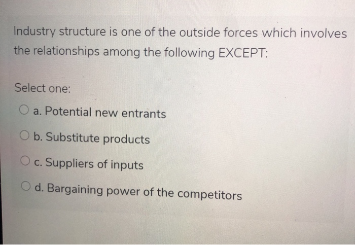 Industry structure is one of the outside forces
