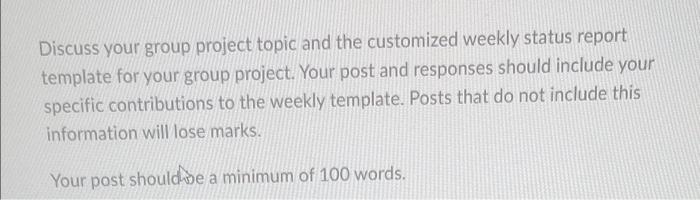 Discuss your group project topic and the