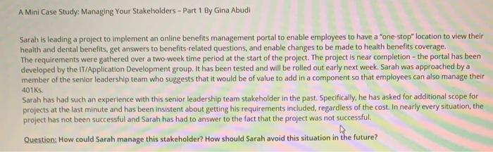 ans no more than 700 characters A Mini Case