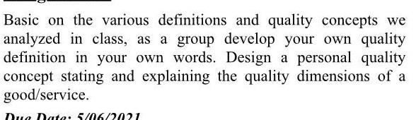 Basic on the various definitions and quality