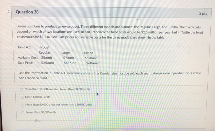 please answer both questions! Question 38 2 pts