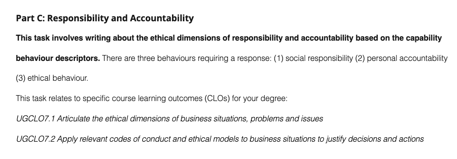 Please elaborate properly Part C: Responsibility