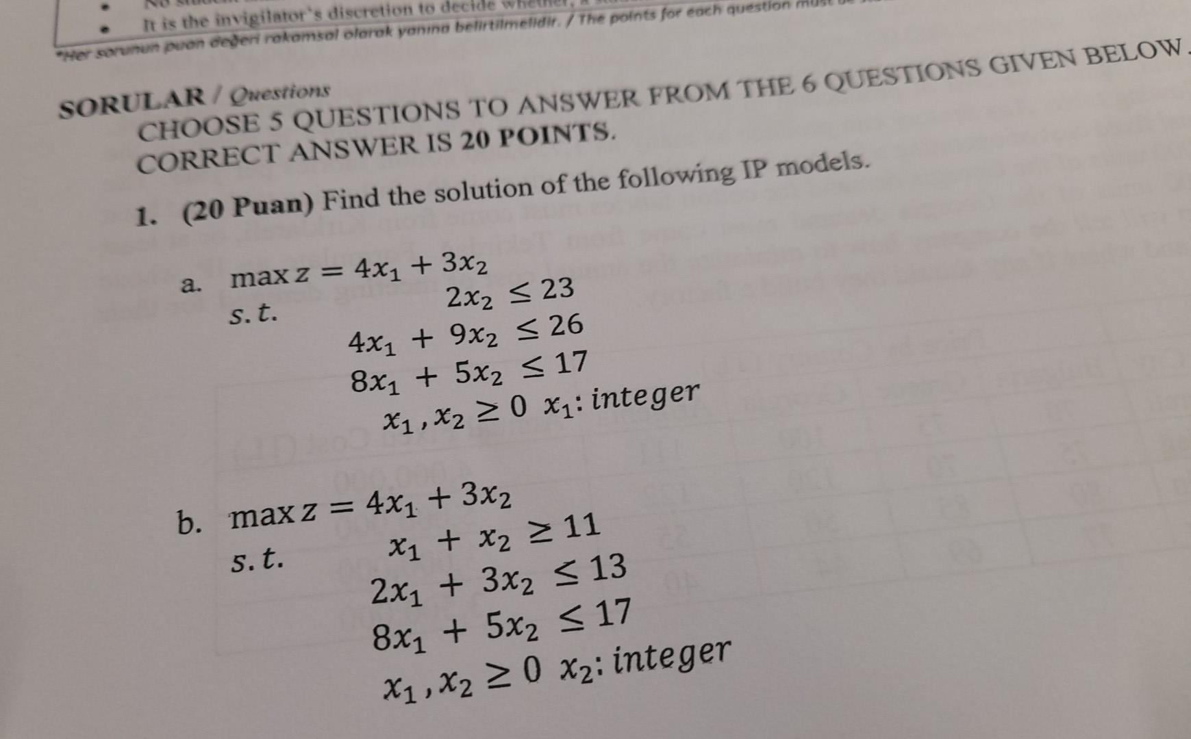ORULAR / Questions CHOOSE 5 QUESTIONS TO ANSWER