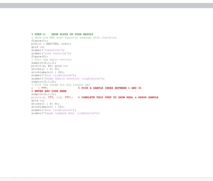 Q1. Non-Negative Matrix Factorization (MATLAB).