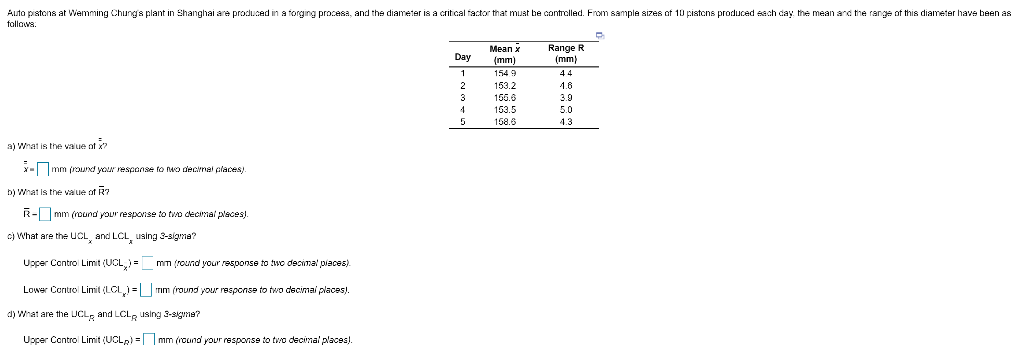 e) If the true diameter mean should be 155 mm and