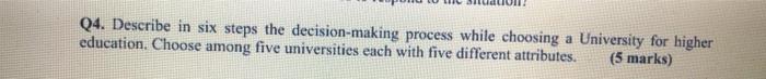 This is a management question Q4. Describe in six